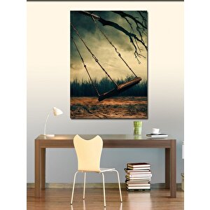 Kanvas Tablo Fırtınada Salıncak Ve Kuru Ağaç 70x100 cm
