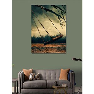 Kanvas Tablo Fırtınada Salıncak Ve Kuru Ağaç 70x100 cm