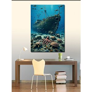 Kanvas Tablo Batık Ve Deniz Canlıları 100x140 cm