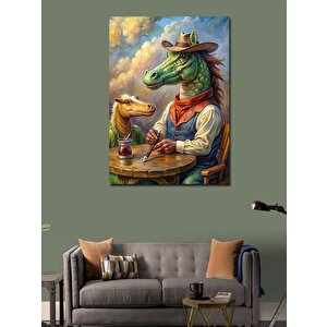 Kanvas Tablo Timsah Maskeli Adam 70x100 cm