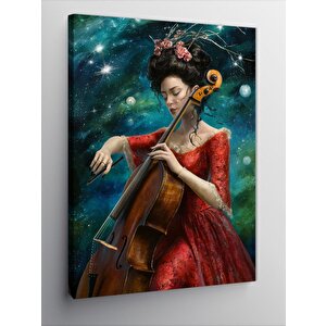 Kanvas Tablo Viyolonsel Çalan Japon Kadın 100x140 cm