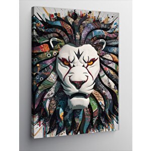 Kanvas Tablo Renkli Tüylü Aslan 100x140 cm