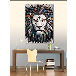 Kanvas Tablo Renkli Tüylü Aslan 100x140 cm