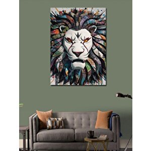 Kanvas Tablo Renkli Tüylü Aslan 100x140 cm