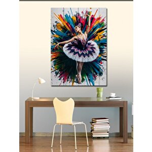 Kanvas Tablo Renkli Fon Balerin 100x140 cm