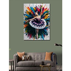 Kanvas Tablo Renkli Fon Balerin 100x140 cm