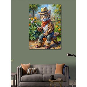 Kanvas Tablo Hasır Şapkalı Kaplan 70x100 cm
