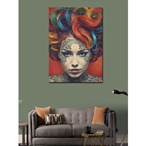 Kanvas Tablo Renkli Saçlı Kadın 50x70 cm