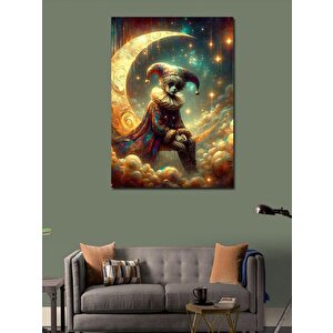 Kanvas Tablo Ay Üzerinde Oturan Üzgün Palyanço 70x100 cm