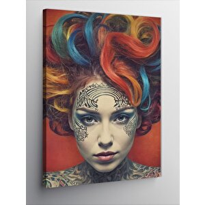 Kanvas Tablo Renkli Saçlı Kadın 70x100 cm