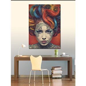 Kanvas Tablo Renkli Saçlı Kadın 70x100 cm