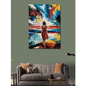 Kanvas Tablo Boyalı Yol Ve Elbiseli Kadın 70x100 cm