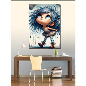 Kanvas Tablo Mavi Saçlı Küçük Kız 50x70 cm