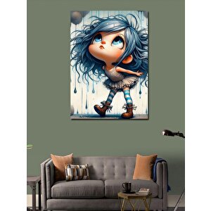 Kanvas Tablo Mavi Saçlı Küçük Kız 50x70 cm