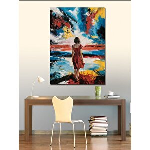 Kanvas Tablo Boyalı Yol Ve Elbiseli Kadın 100x140 cm
