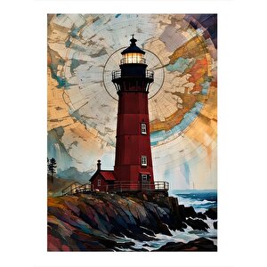 Deniz Feneri Manzarası Modern Mdf Tablo 25cmx 35cm 25x35 cm