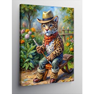 Kanvas Tablo Hasır Şapkalı Kaplan 50x70 cm
