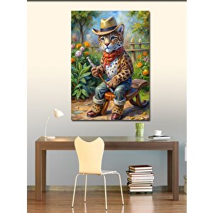 Kanvas Tablo Hasır Şapkalı Kaplan 50x70 cm