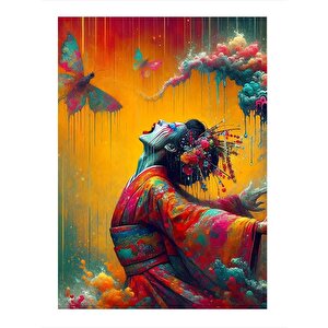 Haykıran Japon Kadın Modern Ahşap Tablo 25cmx 35cm 25x35 cm