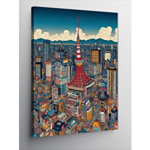 Kanvas Tablo Şehir İllüstrasyonu 70x100 cm