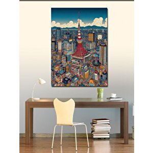Kanvas Tablo Şehir İllüstrasyonu 70x100 cm