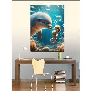 Kanvas Tablo Yunus Balığı Ve Denizatı 50x70 cm