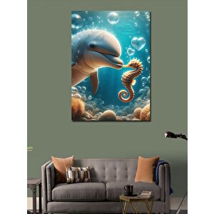 Kanvas Tablo Yunus Balığı Ve Denizatı 50x70 cm