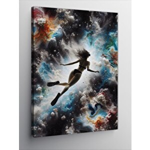 Kanvas Tablo Soyut Deniz Ve Yüzen Kadın 100x140 cm