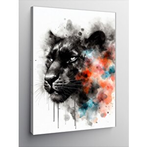Kanvas Tablo Siyah Panter Ve Renkli Dumanlar 100x140 cm