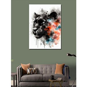 Kanvas Tablo Siyah Panter Ve Renkli Dumanlar 100x140 cm