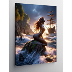 Kanvas Tablo Kayalıklardaki Deniz Kızı 50x70 cm