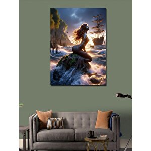 Kanvas Tablo Kayalıklardaki Deniz Kızı 100x140 cm