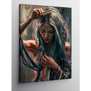 Kanvas Tablo Saçını Tarayan Kadın 100x140 cm