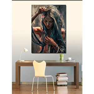 Kanvas Tablo Saçını Tarayan Kadın 100x140 cm