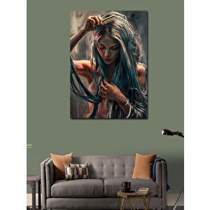 Kanvas Tablo Saçını Tarayan Kadın 100x140 cm