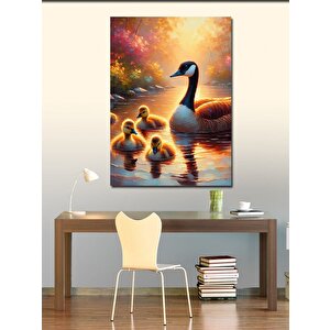 Kanvas Tablo Göldeki Ördekler Ailesi 70x100 cm