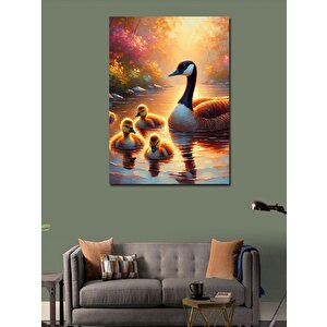 Kanvas Tablo Göldeki Ördekler Ailesi 70x100 cm