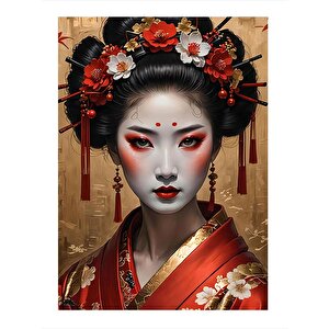Japon Kadın Hediyelik Ahşap Tablo 35cm X50cm 35x50 cm