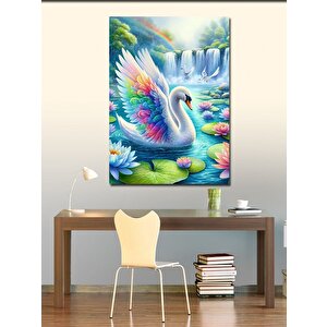 Kanvas Tablo Renkli Kanatlı Kuğu 70x100 cm