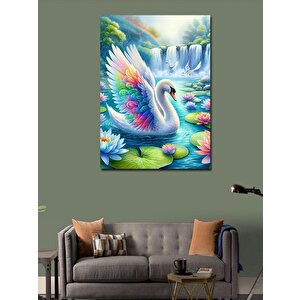 Kanvas Tablo Renkli Kanatlı Kuğu 70x100 cm