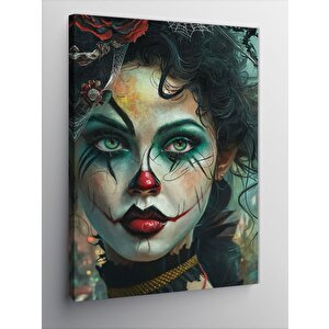 Kanvas Tablo Palyaço Makyajlı Kız 50x70 cm