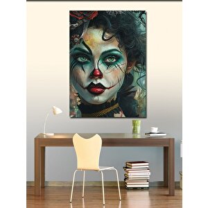 Kanvas Tablo Palyaço Makyajlı Kız 50x70 cm