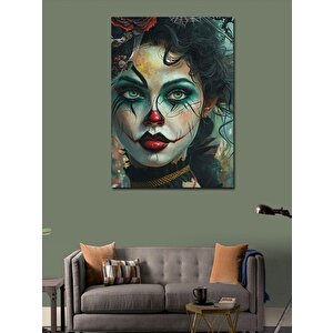 Kanvas Tablo Palyaço Makyajlı Kız 50x70 cm