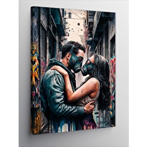 Kanvas Tablo Gaz Maskeli Aşık Çift 50x70 cm
