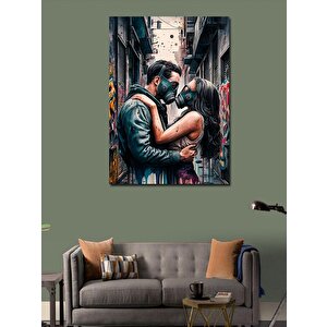 Kanvas Tablo Gaz Maskeli Aşık Çift 50x70 cm