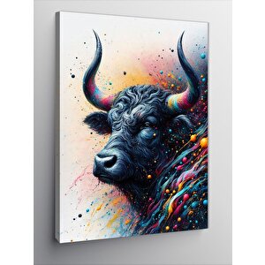 Kanvas Tablo Öküz Ve Renkli Desenler 70x100 cm