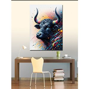 Kanvas Tablo Öküz Ve Renkli Desenler 70x100 cm