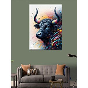 Kanvas Tablo Öküz Ve Renkli Desenler 70x100 cm