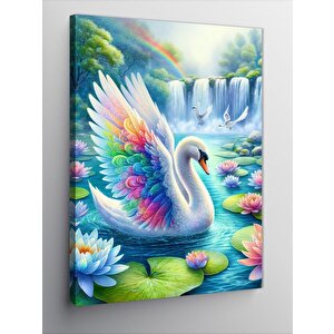 Kanvas Tablo Renkli Kanatlı Kuğu 100x140 cm