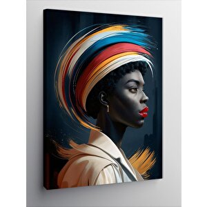 Kanvas Tablo Afrikalı Kadın Ve Renkli Desenler 100x140 cm